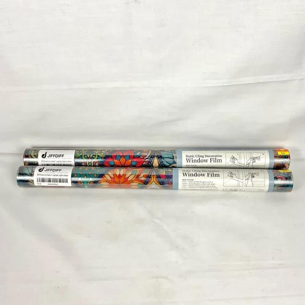 Decorative Window Film Stained Glass Static Cling 2 Rolls New Privacy